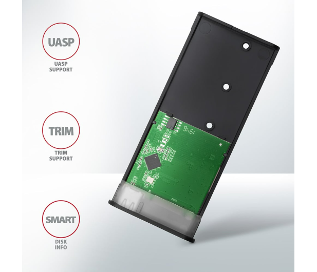 Axagon EEM2-SBC, USB-C 3.2 Gen 2 - M.2 SATA SSD RAW box, bezśrubowy - 1353419 - zdjęcie 8